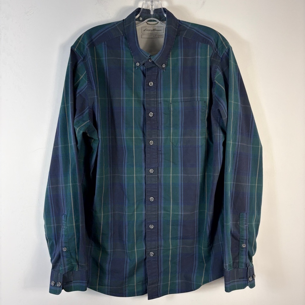 Eddie Bauer Blue and Green Plaid Shirt